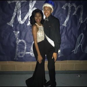 bejeweled black prom dress